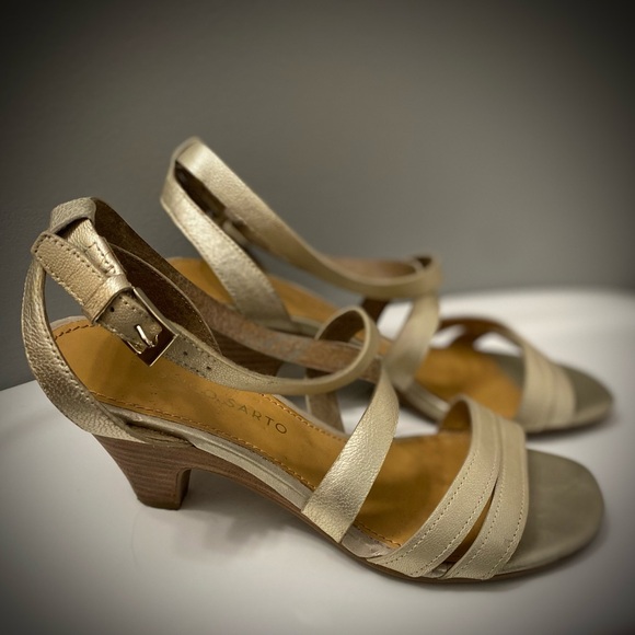 Franco Sarto Gold Strappy Heels - Picture 1 of 11